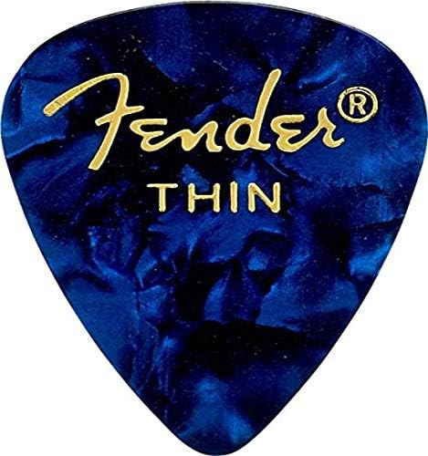 Fender Premium Celluloid Guitar Picks 351 Shape, Guitar Accessories, Blue Moto, Thin, 144-Pack