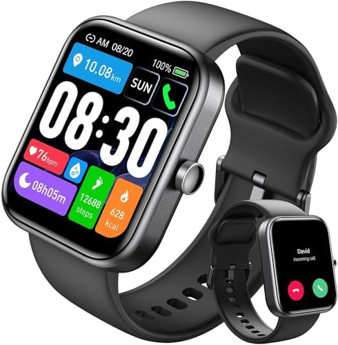 TOZO 2025 New Upgraded Smart Watch for Men Women for iPhone&Android, 1.83" Fitness Tracker Bluetooth Call [Answer/Make], IP68 Waterproof with Heart Rate/SpO2/Sleep Monitor, 100+ Sport Modes