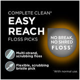 DenTek Complete Clean Easy Reach Floss Picks, Advanced Fluoride Coating, Mouthwash Blast Flavor, 75 ct. (Pack of 6)