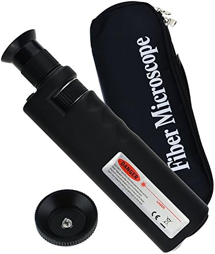 400x Handheld Fiber Optic Microscope Inspection Tool Portable Microscope Fiber Optic Tools Lighted Pocket Microscope LED Light Coaxial Illumination 2.5mm FC SC ST and 1.25mm LC Adapter