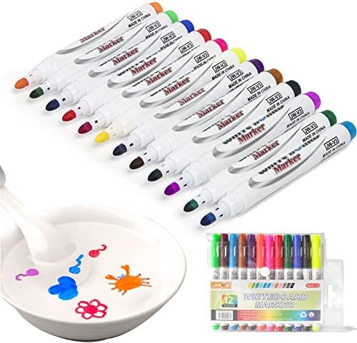 K.E.J. Magical Water Painting Pen, 12 Colors Painting Floating Marker Pens, Magic Doodle Drawing Pens Set, Doodle Water Floating Pens Erasing Whiteboard Marker Doodle Birthday Gifts for Boys Girls