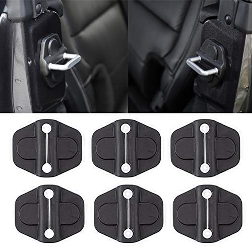 YOCTM Door Lock Decoration Cover for 2018-2025 Jeep Wrangler JL JLU 4XE Unlimited Sahara Sports Rubicon Gladiator JT Door Lock Cover Parts Accessories Black (4Door) (Pack of 6)