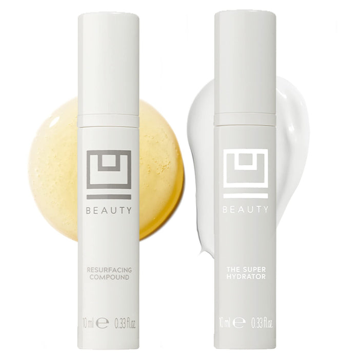 The U Beauty Duo - Resurfacing Compound & SUPER Hydrator Set - Vitamin C & E, Retinol, Hyaluronic Acid - Moisturizing Face Serum for Smooth, Hydrated and Softer Skin, Set of 2 0.33 fl.oz Trial Size