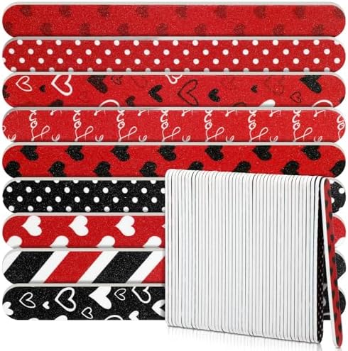 45 Pack Valentine's Galentine's Day Gifts Pink Red Nail Files Emery Boards Bulk Valentine's Galentine's Day Party Favors Stuffers for Women Teachers Staff(7.01 x 0.79 Inches,Classic)