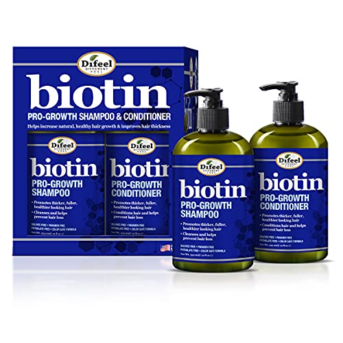 Difeel Pro-Growth Biotin Shampoo & Conditioner 2-PC Gift Set - Shampoo and Conditioner for Thinning Hair and Hair Loss, Paraben Free Shampoo & Conditioner