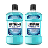 Listerine Ultraclean Oral Care Antiseptic Mouthwash, Everfresh Technology to Help Fight Bad Breath, Gingivitis, Plaque & Tartar, ADA-Accepted Oral Rinse, Cool Mint, 1 L, Pack of 2