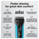 Braun Electric Series 3 Razor with Precision Trimmer, Rechargeable, Wet & Dry Foil Shaver for Men, Blue/Black, 4 Piece