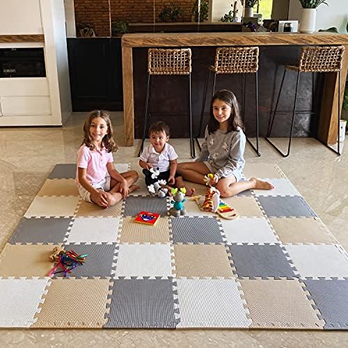 MioTetto Foam Floor Tiles for Kids - Non-Toxic Soft Comfortable Baby Play Mat, Thick Tummy Time Mat, Interlocking Foam Tiles for Development & Crawling, Soft Cushioned Play mat for Babies 6-12 Months