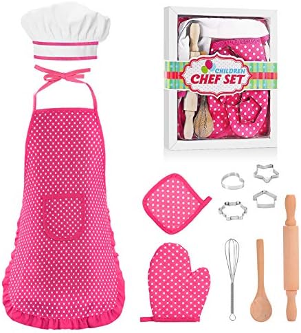 Gifts for 2-8 Year Old Girls Boys,Chef Costume Set Kids Apron for Girls Toddler Birthday Xmas Gifts for Kids Stocking Stuffer