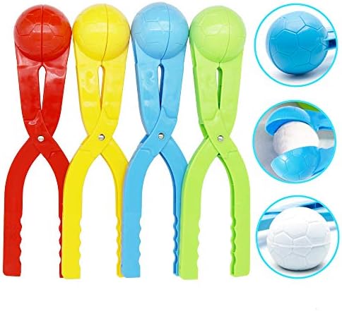 Snow Toys, Snowball Maker 4 Pack Snow Ball Shaper Molds Toys for Kids Snow Ball Fights Tool Kids Winter Toys Snow Ball Clip Snow Games for Kids Outdoor
