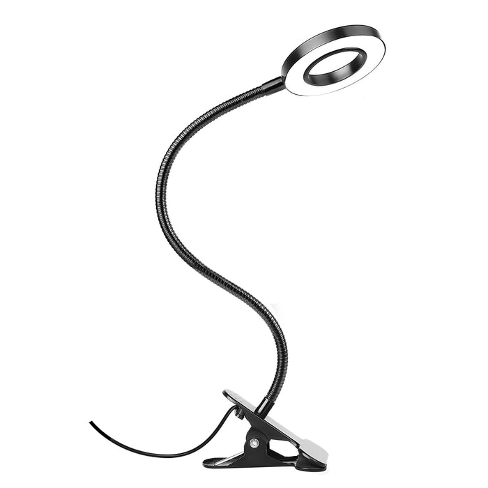 Woputne Desk Clip on Lamp for Reading Home Office, 10 Dimmable Brightness 3 Modes, Clamp Light for Bed Headboard, Craft