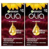 Garnier Olia Hair Color, Oil Powered Ammonia Free Permanent Hair Dye for Long-Lasting Hair Color, 6.65 Intense Red, 2 Hair Dye Kits