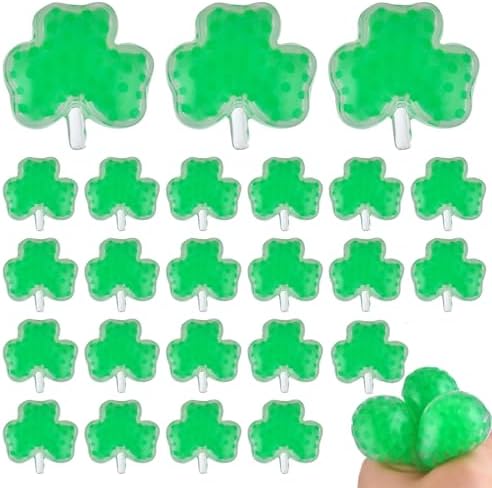 24 Pack St. Patrick's Day Stress Balls, Shamrock Squeeze Ball Lucky Clover Fidget Balls Toys Perfect for St. Patrick's Day Party Favors Decorations