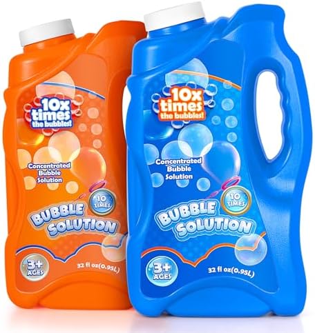 2 Bottles Bubble Solution Refills 64 oz (up to 5 Gallon), Concentrated Solution for Bubble Machine, Bubble Gun, Bubble Wands, Bubble Mower