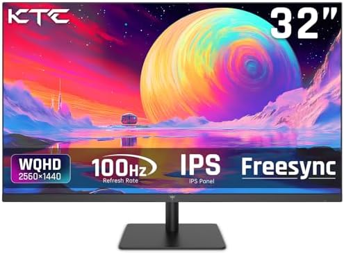 KTC 32 Inch 2K Computer Monitor, IPS 1440p Monitor with Ultra-Thin Bezels, HDR10, Freesync/G-sync, HDMI/DP Ports, Tilt Adjustable, Eyecare, Ideal for Business, Office, and Casual Gaming