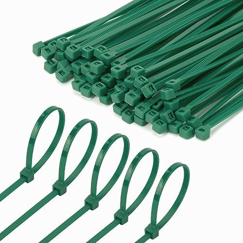 8 Inch Garden Green Zip Tie 1000 PCS, 40 Lbs - Small to Medium Zip Tie, Nylon PA66 UV Resistant Cable Tie Heavy Duty for Indoor and Outdoor Use - Ideal for bundling and securing objects