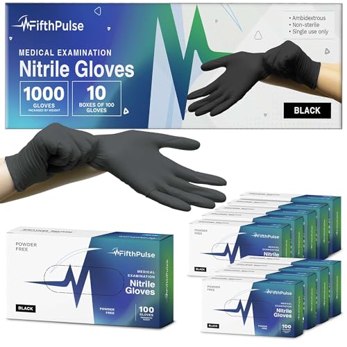 Black X Large Nitrile Gloves Case of 1000 - Medical Grade - Latex-Free, Powder-Free - Disposable Nitrile Gloves - Medical Exam, Lab, and Industrial Use