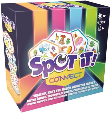 Spot It! Connect - Fast-Paced Team Matching Game, Quick Reflexes! Fun for Game Night with Family and Friends, Great for Kids & Adults, Ages 8+, 2-8 Players, 15 Minute Playtime, Made by Zygomatic