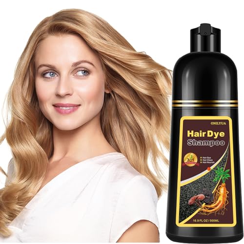 Instant Blonde Brown Hair Color Shampoo,Golden Brown Hair Dye Shampoo 3 in 1 for Women Men,Long Lasting Brown Hair Shampoo,Brown Hair Dye Colors in Minutes,Brown Shampoo Easy to Use