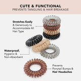 Kitsch Spiral Hair Ties for Women - Coil Hair Ties for Thick Hair, No Crease Hair Tie, Spiral Hair Ties No Damage, Hair Coils, Phone Cord Hair Ties for Thin Hair, Hair Ties Spiral, 8pc, 2pack Brunette