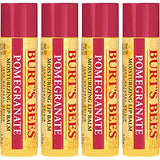 Burt's Bees Lip Balm, Moisturizing Lip Care, for All Day Hydration, 100% Natural, Pomegranate with Beeswax & Fruit Extracts (4 Pack)