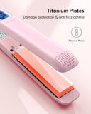 Wavytalk Salon Flat Iron Hair Straightener, Negative Ion Flat Iron with Titanium Plates Get Frizz-Free Hair, Dual Voltage Flat Iron for Hair with Auto Shut-Off (Pink)