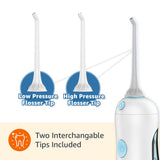 Amazon Basics HydroClean Cordless Water Flosser, 1 Handle, 2 Flosser Tips, 2 AA batteries included