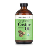 Natural Riches Organic Castor Oil Cold pressed Glass Bottle USDA certified for Dry Skin Hair Loss Dandruff Thicker Hair - Moisturizes heals Scalp Skin Thicker Eyelashes Eyebrows 8 fl oz