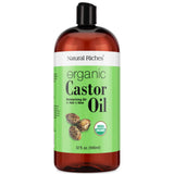 Natural Riches Organic Castor Oil Cold pressed USDA certified for Dry Skin Hair Loss Dandruff Thicker Hair - Moisturizes heals Scalp Skin Hair growth Thicker Eyelashes & Eyebrows 32 fl. oz.