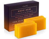 VALITIC Kojic Acid Vitamin C and Retinol Soap Bars with Turmeric for Dark Spot - Original Japanese Complex Infused with Collagen, Hyaluronic Acid, and Vitamin E (4 Pack)