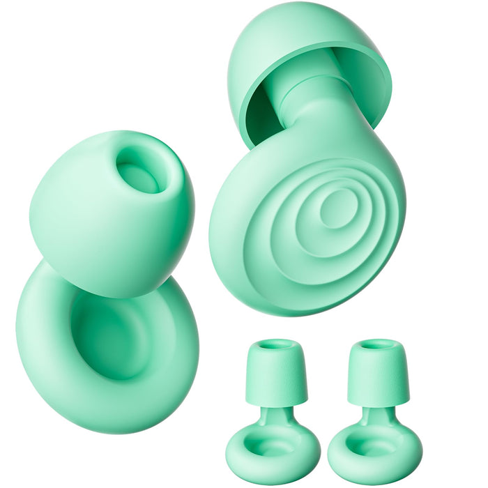 Yawsoy Ear Plugs for Sleeping Noise Cancelling, Reusable Soft Noise Reduction Earplugs for Sleep, Focus, Travel, Work, Motorcycle, Concert with 6 Silicone Ear Tips and 6 Foam Ear Tips - 25-35dB Green