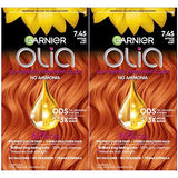 Garnier Hair Color Olia Ammonia-Free Brilliant Color Oil-Rich Permanent Hair Dye, 7.45 Dark Fire Ruby, 2 Count (Packaging May Vary)