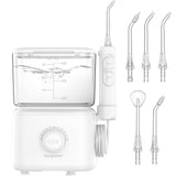 Water Dental Flosser Teeth, 10 Adjustable Pressure, 600ml Large Capacity, Electric Oral Irrigator Water Floss for Teeth Cleaning, 5 Water Jet Tips for Family (White)