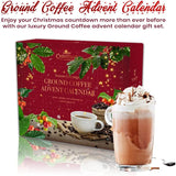 24 Days Advent Calendar With Flavoured Ground Coffee - Christmas Gift Set for Men & Women - French Vanilla, Hazelnut, Irish, Italian & Cinnamon Flavors