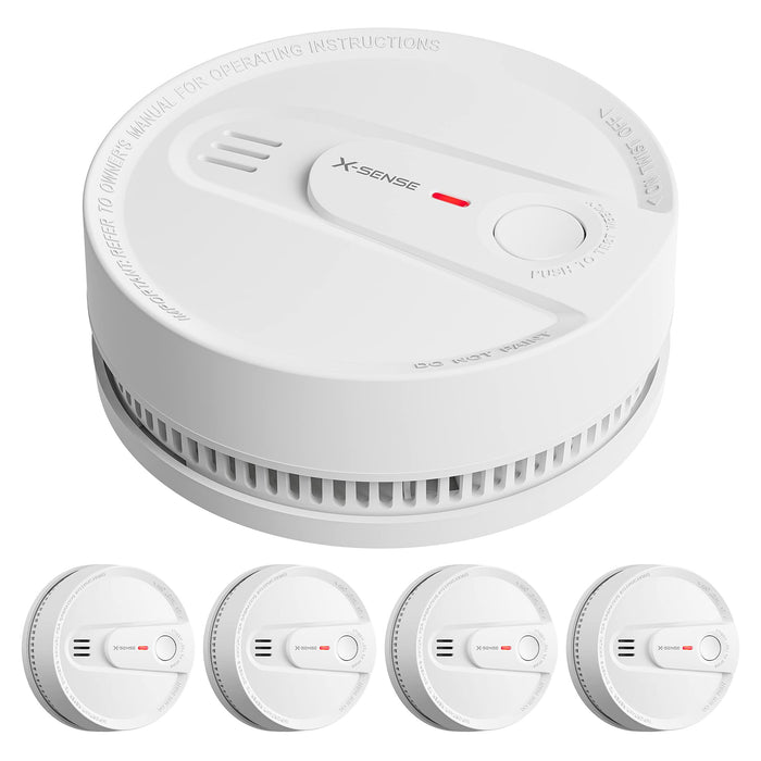 X-Sense Smoke Alarm, 10-Year Lithium Battery Life Fire Alarm with LED Indicator, Compliant with UL 217 Standard, SD2L0AX, Pack of 5