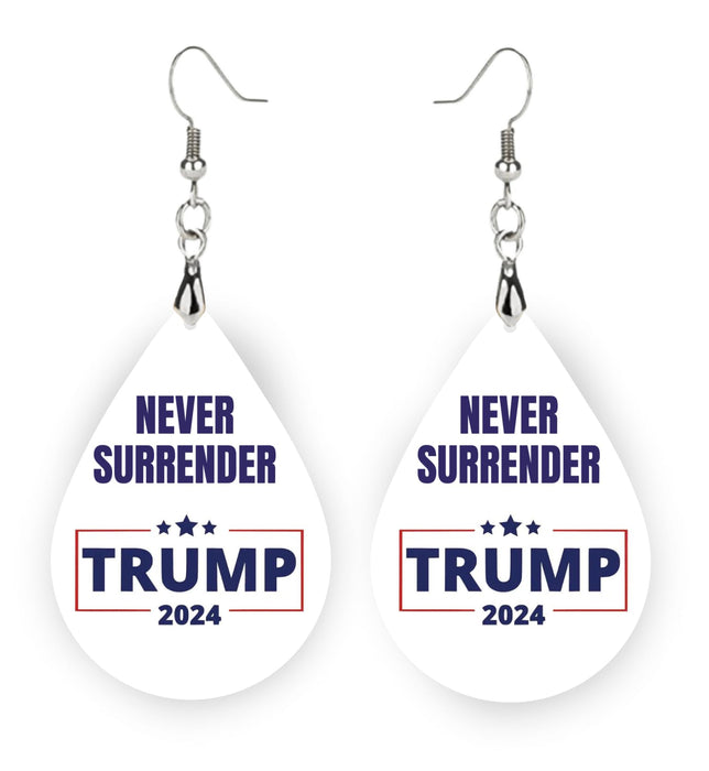 Trump Earrings - Never Surrender President Trump Earrings for Women