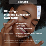 COSRX Ultra-Light Invisible Sunscreen | SPF50 PA++++, No White Cast, Lightweight & Fast-Absorbing, UV Protection, Hydration boost sunscreen for Sun-Damaged, dry skin.Korean Skincare