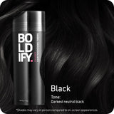 BOLDIFY Hair Fibers (56g) Fill In Fine and Thinning Hair for an Instantly Thicker & Fuller Look - Best Value & Superior Formula -14 Shades for Women & Men - BLACK