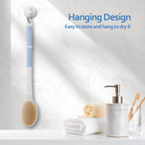 Back Scrubber Body Shower Brush: Anti Slip Long Handle Bath Brush with Stiff and Soft Bristles - Showering Exfoliator for Women, Men, Elderly (Blue)