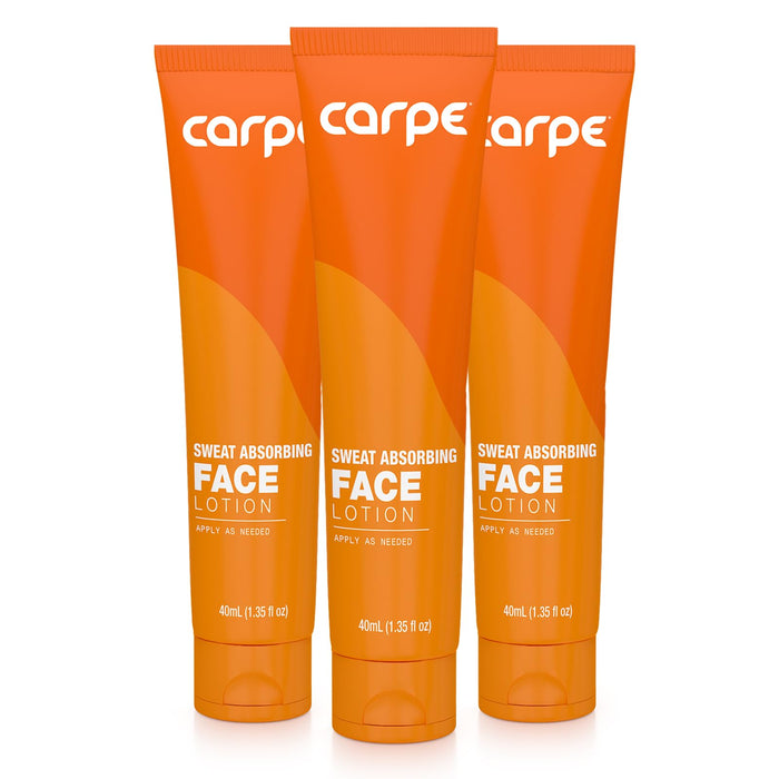 Carpe No-Sweat Face (Pack of 3) - Helps Keep Your Face, Forehead, and Scalp Dry - Sweat Absorbing Gelled Lotion - Plus Oily Face Control - With Silica Microspheres and Jojoba Esters