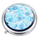 GlassOfVenice Murano Glass Millefiori Folding Compact Mirror - Aqua Silver