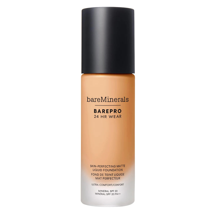 bareMinerals Barepro 24HR Wear Matte Liquid Foundation Mineral SPF 20, Full Coverage Matte Finish, Breathable Makeup for Face, Vegan (Med. 30 Neutral)