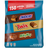 SNICKERS, TWIX, & MILKY WAY Minis Halloween Chocolate Candy Bars Variety Pack, 150 Ct Bulk Bag