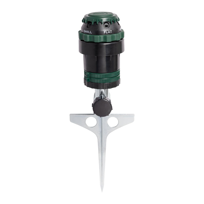 Orbit H2O-Six Gear-Drive Sprinkler on Metal T-Spike - Customizable Lawn Watering Coverage - Multi-Pattern Rotating Head with Adjustable Spray Range - Durable Outdoor Yard Irrigation Sprinkler - 58573