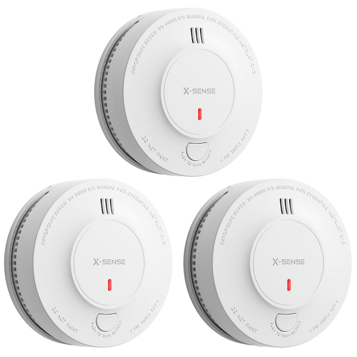 X-Sense Smoke Alarm, 10-Year Battery Fire Alarm Smoke Detector with LED Indicator & Silence Button, SD2J0AX, 3-Pack