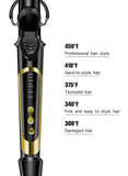 Lanvier 1 Inch Extra Long Hair Curling Iron with Ceramic Tourmaline Barrel, Professional Hair Curler up to 450°F with Dual Voltage for Worldwild Use, Hair Waving Style Tool for Girls&Women–Black