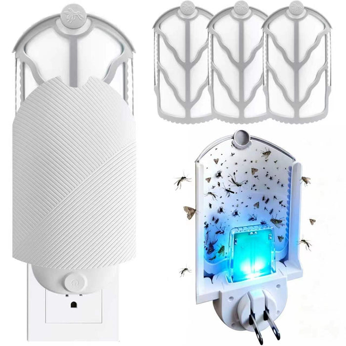 Flying Insect Trap (1 Starter & 3 Refill Cartridges), Plug-in Fly Trap for Home, Kitchen, Living Room – UV Light Indoor Bug Catcher for Gnats, Fruit Flies, Mosquitoes, and Moths