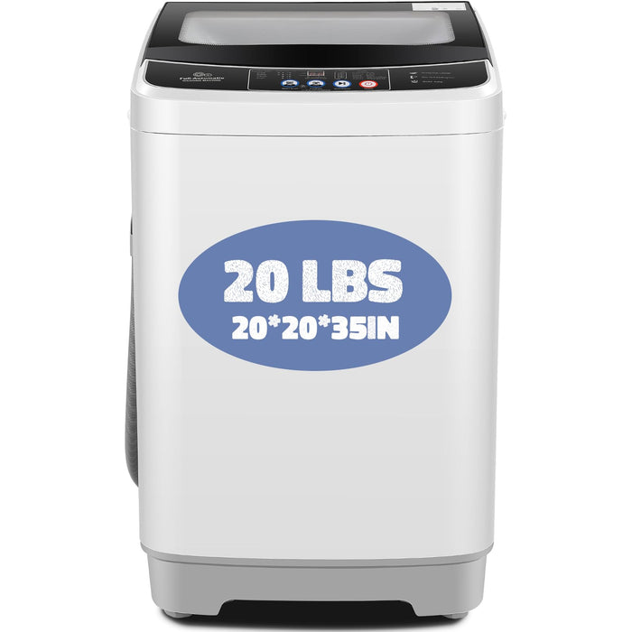 Nictemaw Portable Washing Machine, 20Lbs Capacity Full-Automatic Portable Washer with Drain Pump, 2.8Cu.ft Washer and Dryer Combo with 10 Programs & 8 Water Levels for Apartment, Dorms, RV- Glass Lid