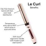 L'ANGE HAIR Le Curl Titanium Curling Wand | Professional Curling Iron for All Hair Types | Clip Free Hair Curler | Best Curling Wand for Relaxed Curls & Beach Waves | Blush 1.25” (32MM)