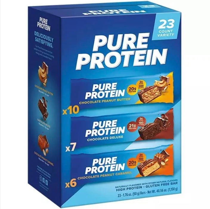 Generic Pure Proteins Bar, Nutrient Rich Snacks with High Protein for Energy Support, Minimal Sugar, Gluten-Free, Variety Pack 20g Protein, BULK (23 Pack)